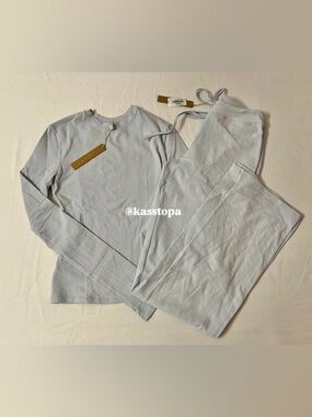 SKIMS Cotton Jersey Long Sleeve T-shirt + Straight Leg Pants Pant Sweatpants Set